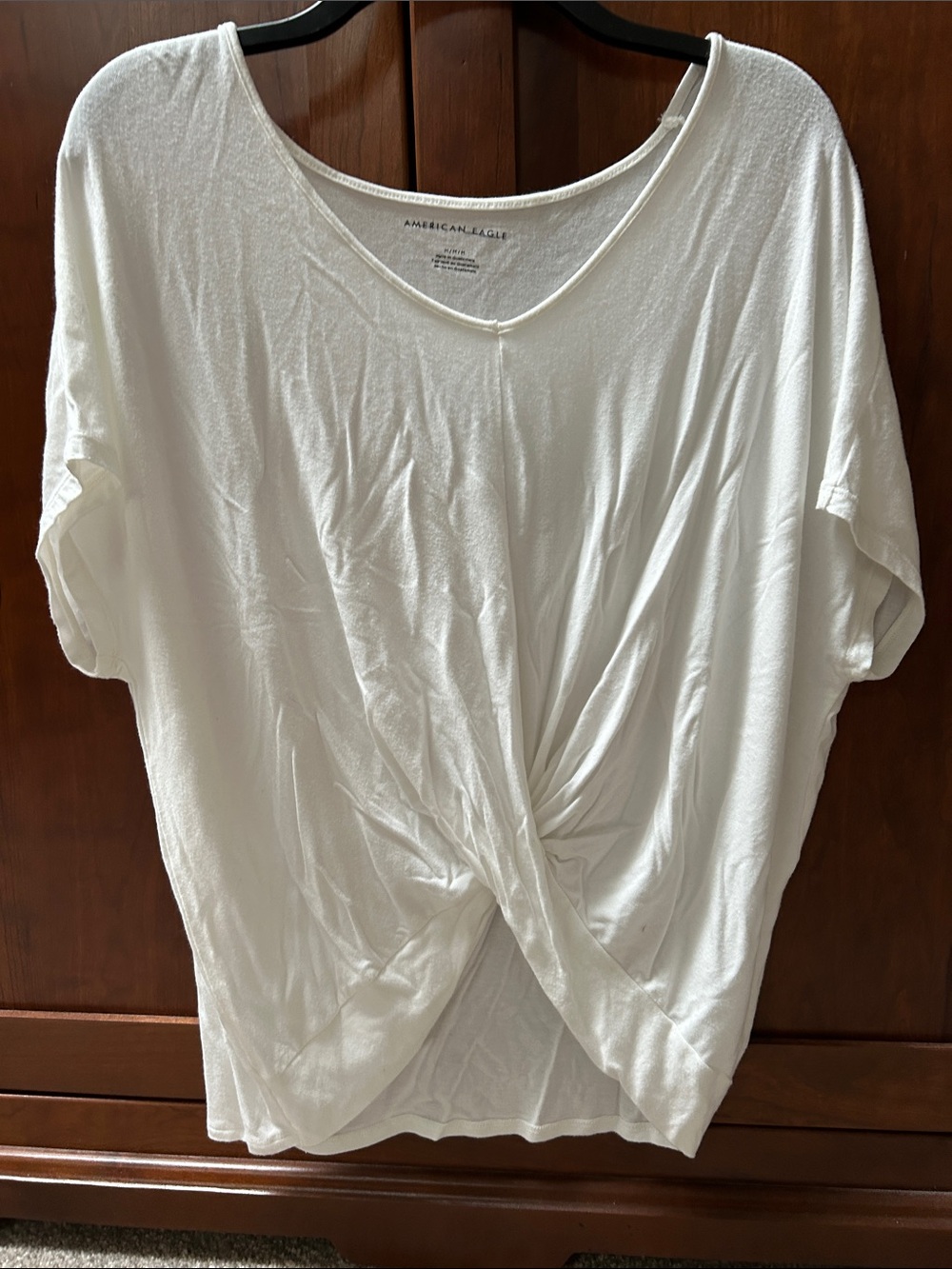 NWOT American Eagle Outfitters White Twist-Front Short Sleeve Top M